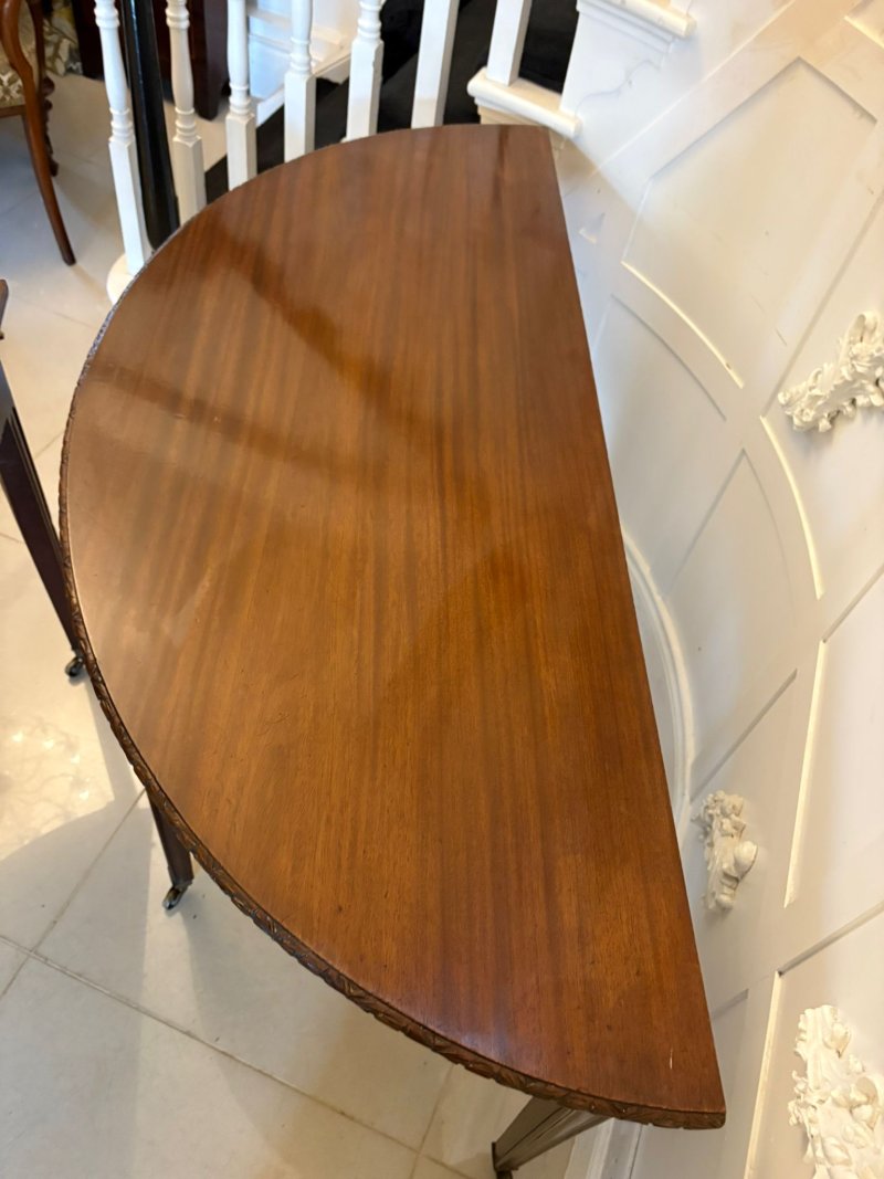 Large Pair of Antique Victorian Mahogany Demilune Console Tables